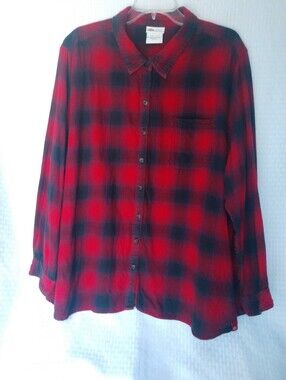 Women's Flannel Shirt DICKIES Red Blue Plaid Size 3X Chest 54"